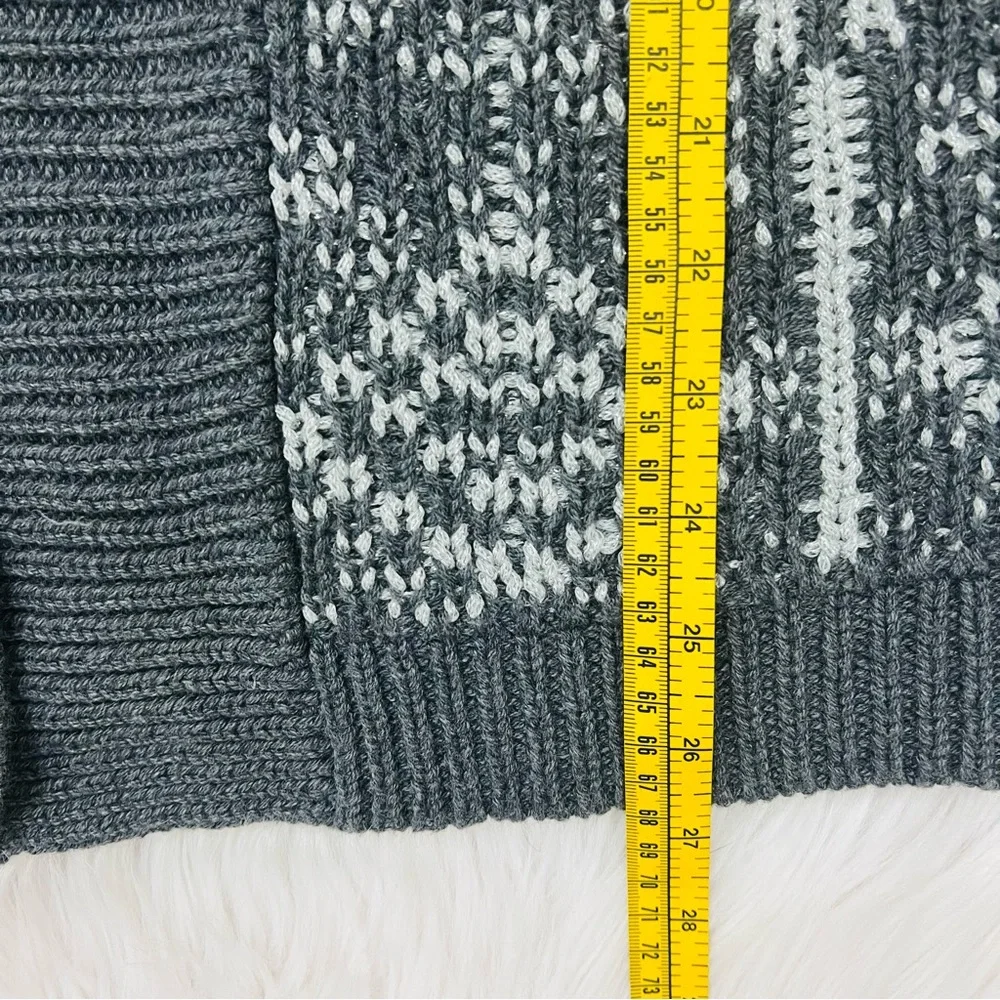 NWT! Talbots Mid Length Wool Blend Chunky Knit Geometric Gray Metallic Thread - Picture 10 of 12